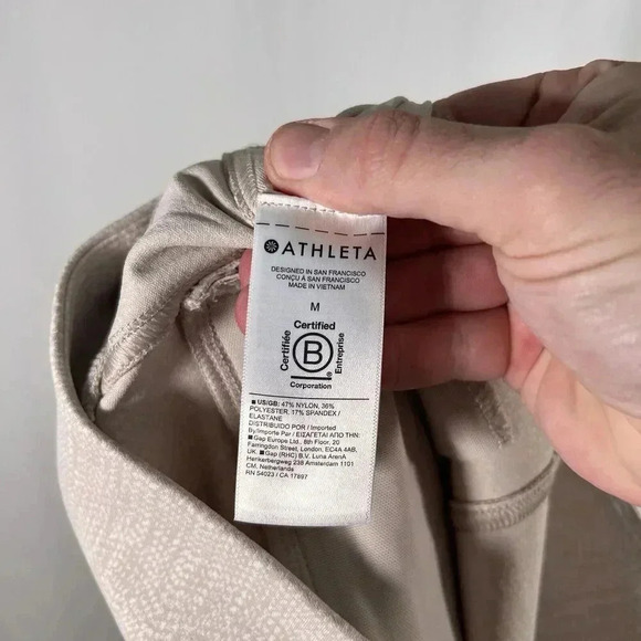 Athleta Leggings Women's Medium Beige Pull On Stretchy Mid Rise Zip Pockets - Picture 10 of 10